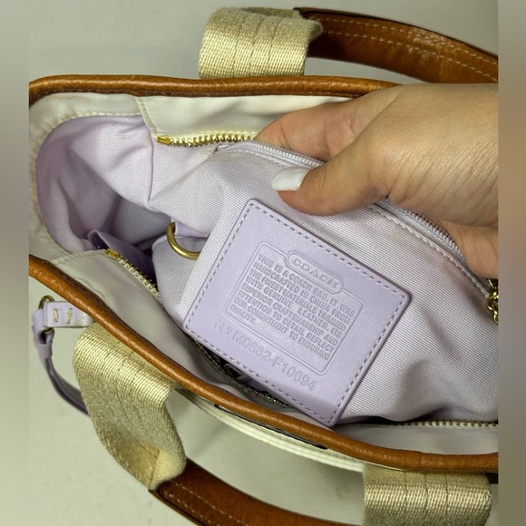 COACH MINI TOTE Brown Leather Accents - IVORY F10694 - Picture 12 of 13